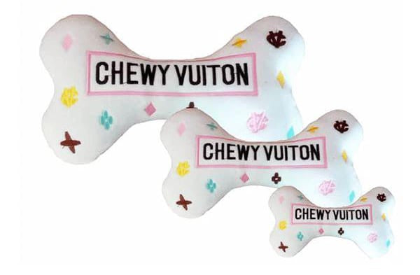 White Chewy Vuiton Dog Bone Toy image 1