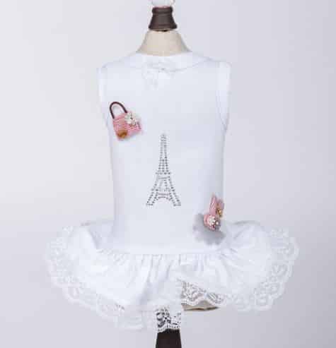 Paris Dog Dress - White image 0