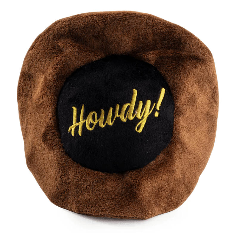 Brown 'Howdy' Cowboy Hat Dog Toy image 3