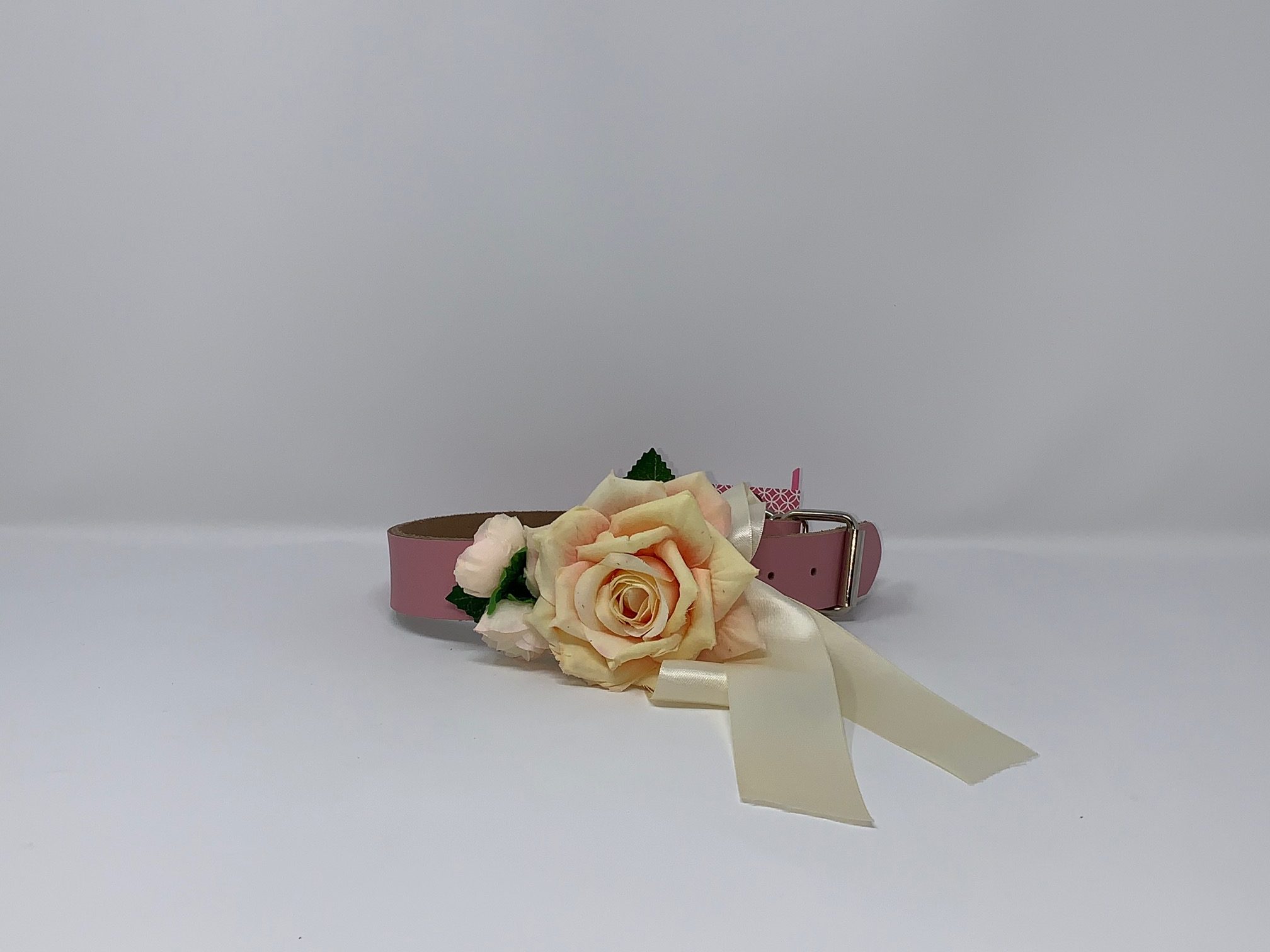 Pink Collar / Cream Rose Dog Collar image 0