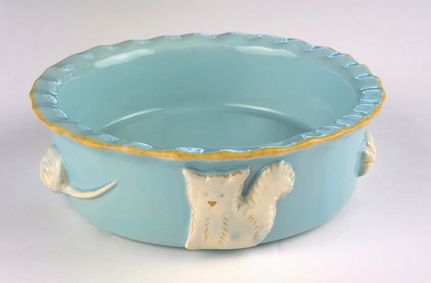 Ceramic Cat Food and Water Bowl - Sky Blue image 0