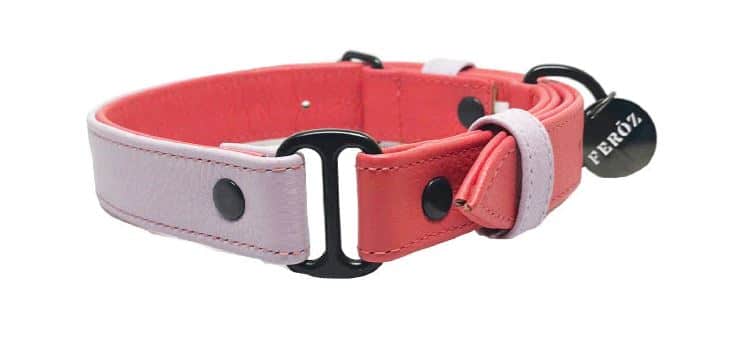 Salmon - Lilac Dog Leather Collar image 3