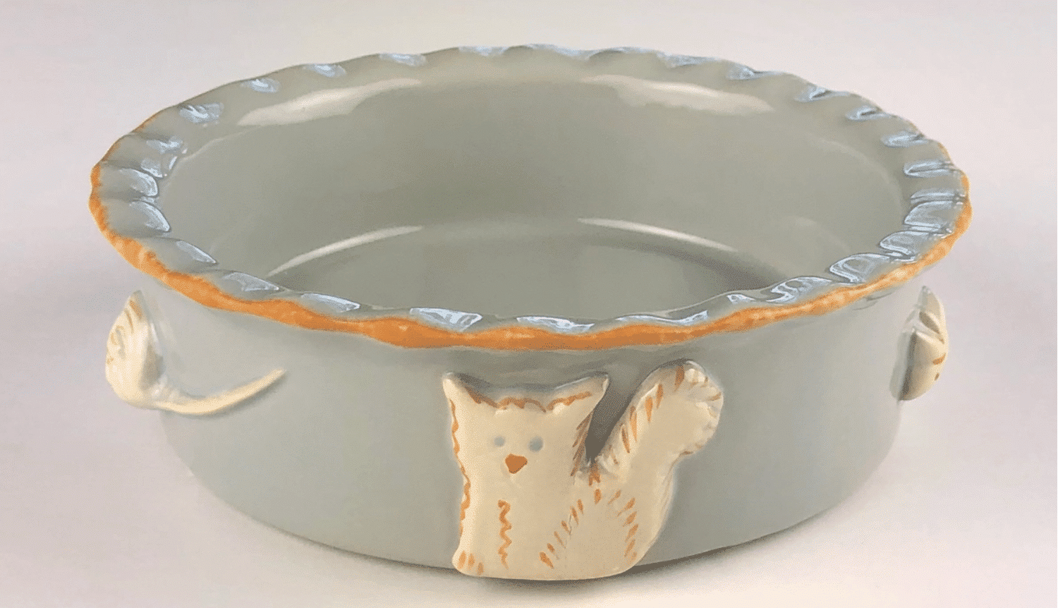 Ceramic Cat Food and Water Bowl - French Grey image 0