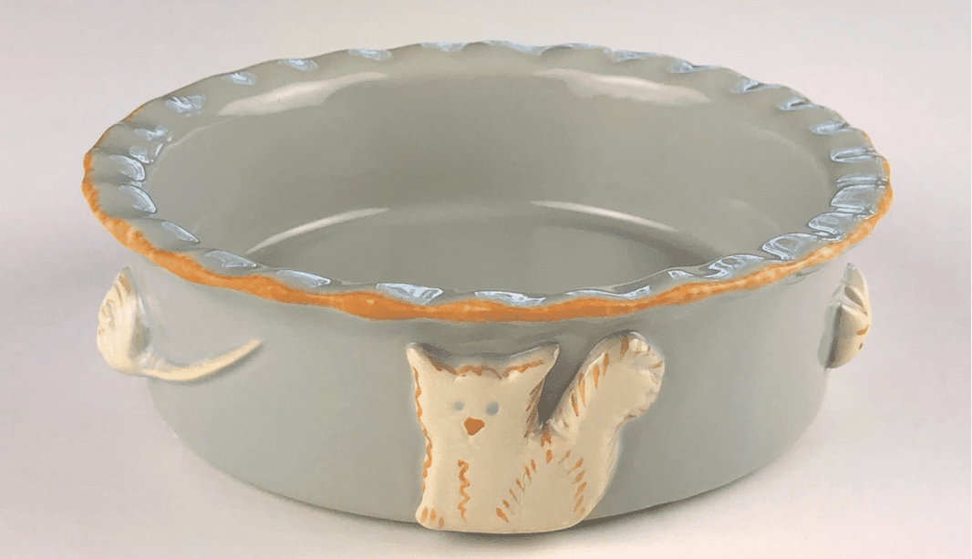 Ceramic Cat Food and Water Bowl - French Grey image 0