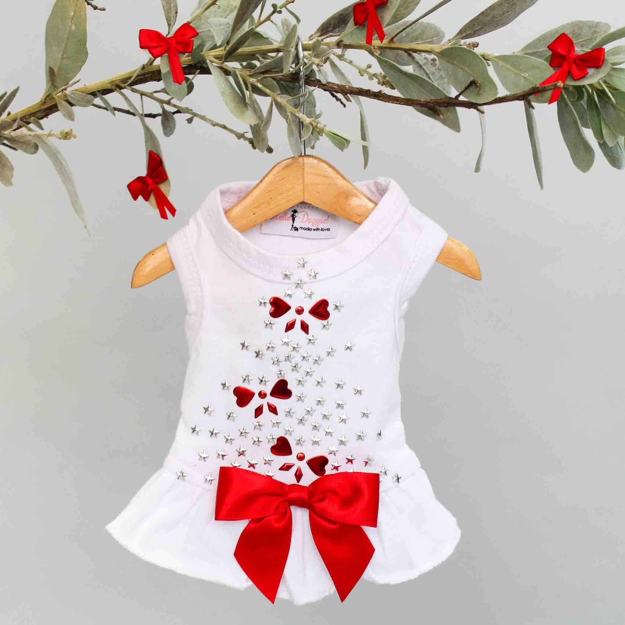 Holiday Sparkle Dog Dress - White image 0