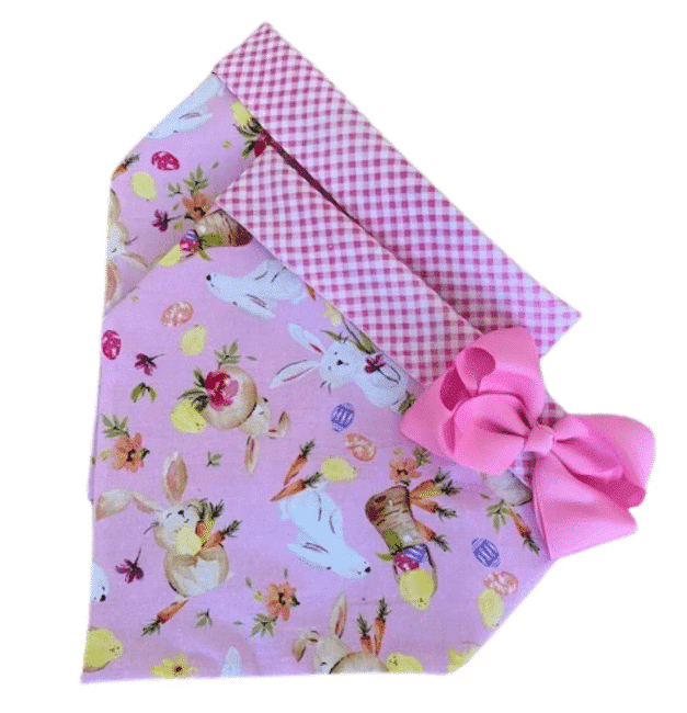 Tossed Bunnies Dog Bandana with Bow - Pink image 0