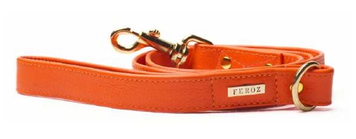 Feroz Leather Dog Leash - Coral Collection - Orange, Medium image