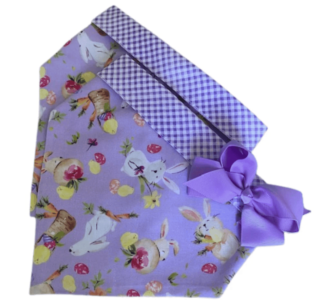 Tossed Bunnies Dog Bandana with Bow - Lavender image 0
