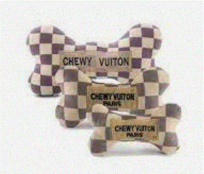 White Chewy Vuiton Dog Bone Toy - PUCCI Café