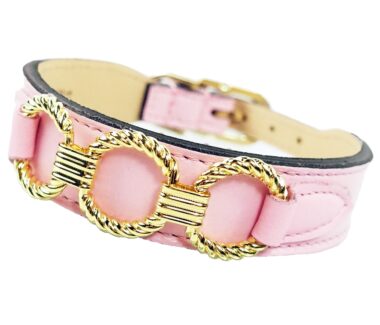 Athena Dog Collar in Sweet Pink & Gold