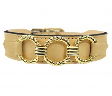 Athena Dog Collar in Vanilla & Gold