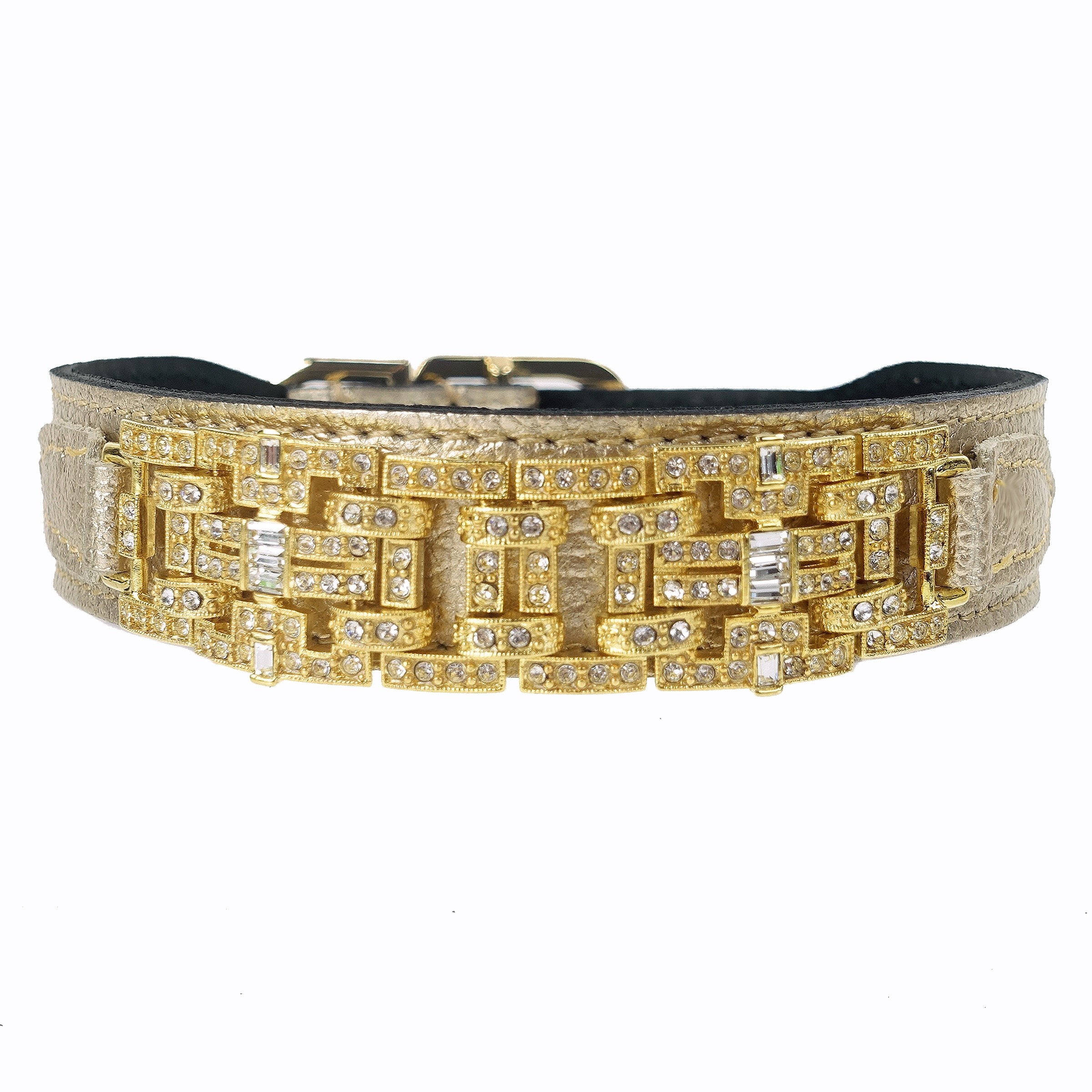 Haute Couture Art Deco Dog Collar in Metallic Gold & Gold Haute Couture Art Deco Dog Collar in Metallic Gold & Gold