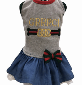 GRRRCI Light Gray Denim Lace Dog Dress