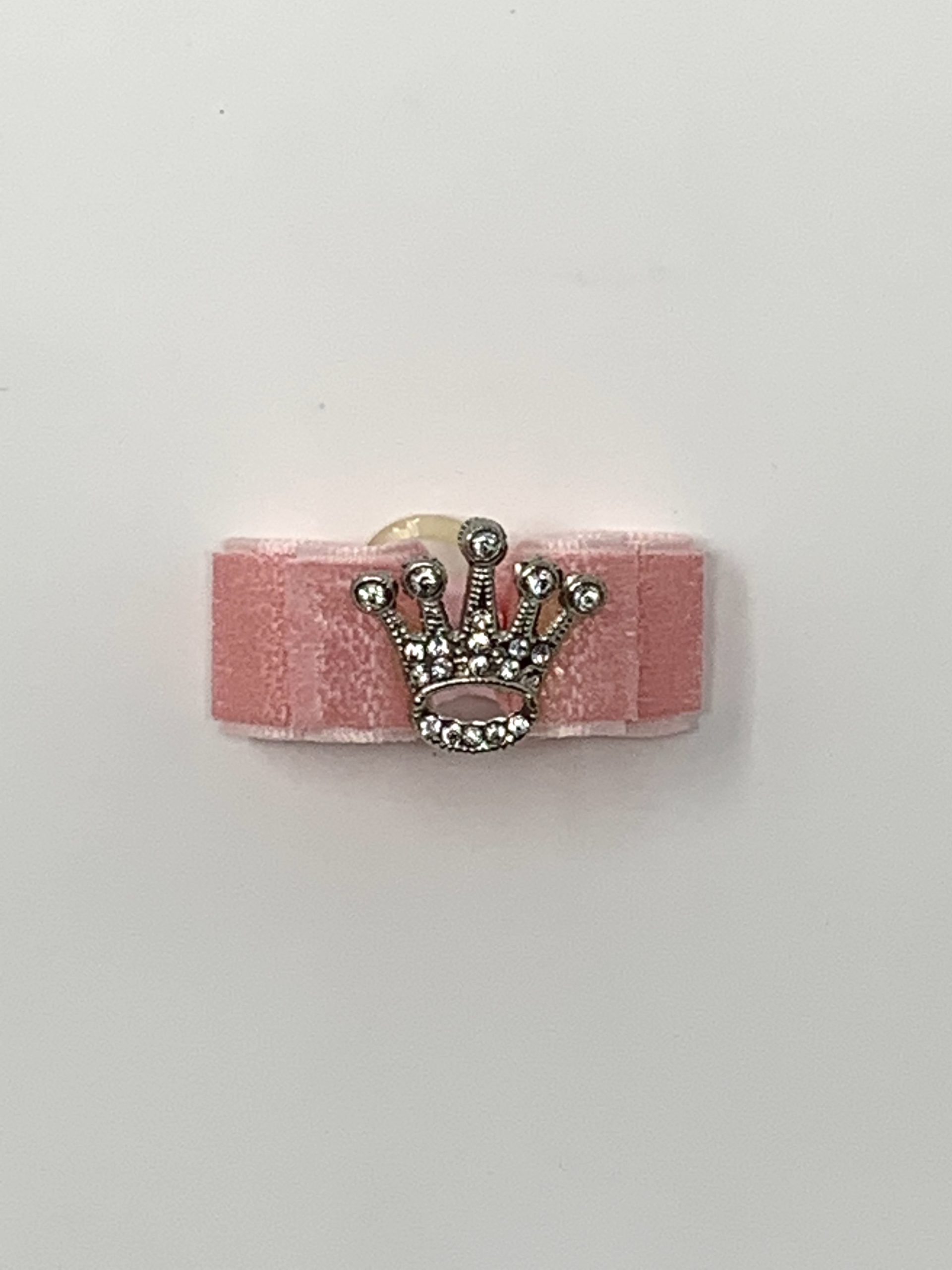 Crystal Crown Dog Bow - Pink