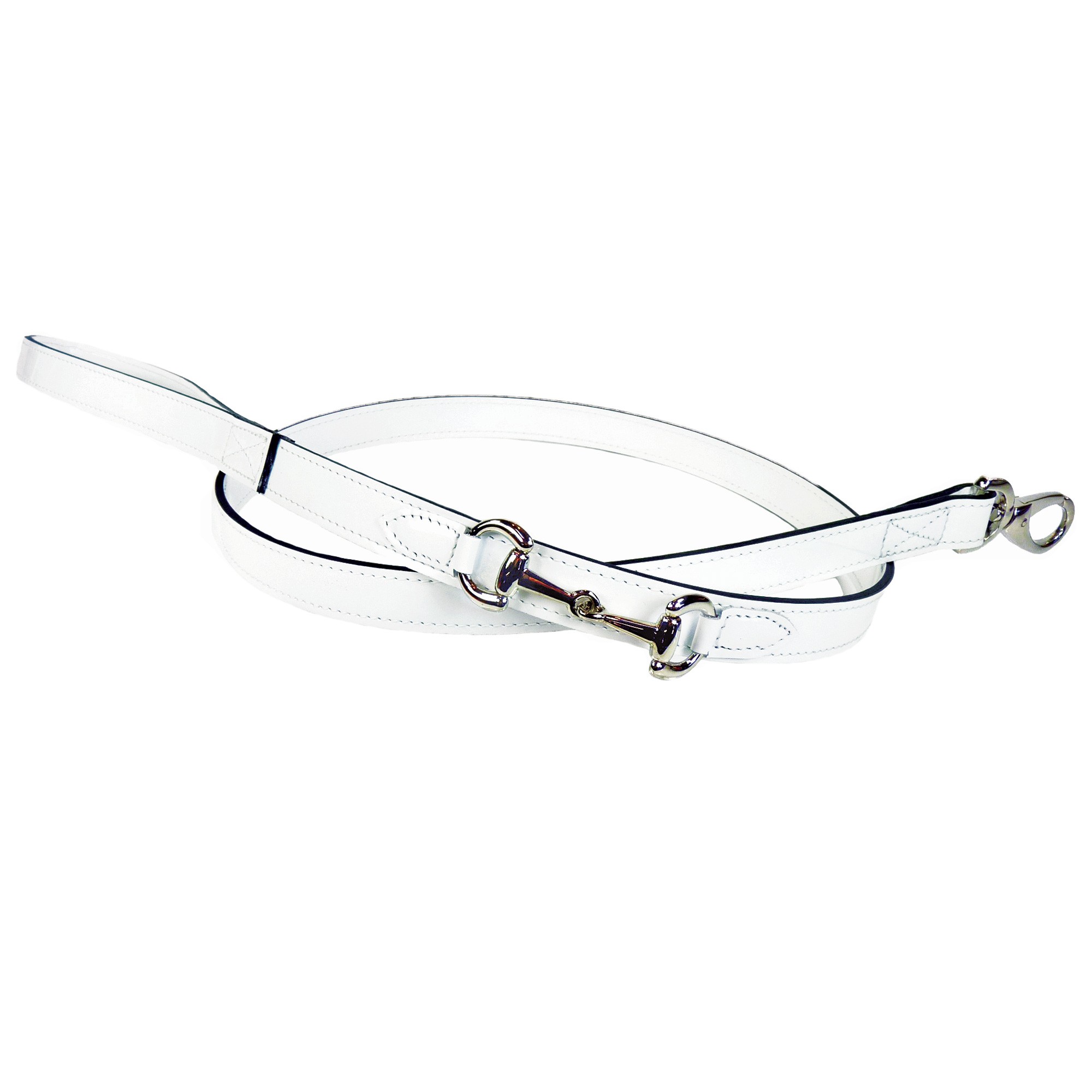 PUCCI Cafe Belmont Dog Leash in White Patent & Nickel