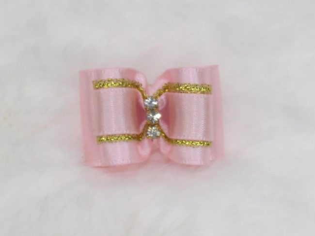 Three Crystal Bow - Baby Pink