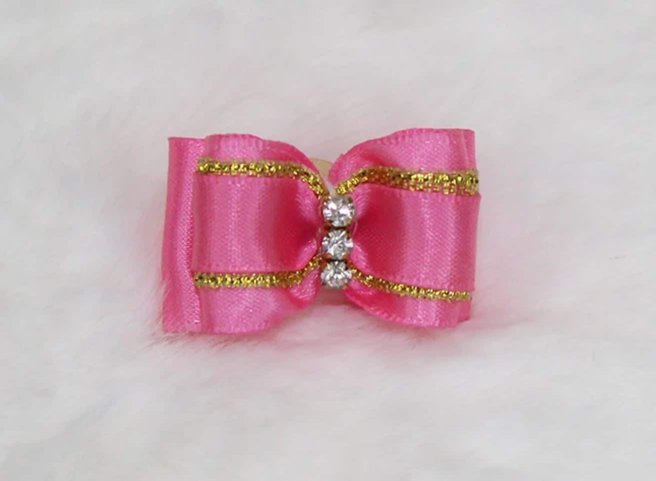Three Crystal Bow - Bubblegum Pink