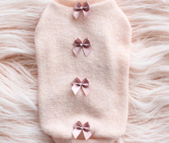 Dainty Bow Dog Sweater Peach - PUCCI Cafe