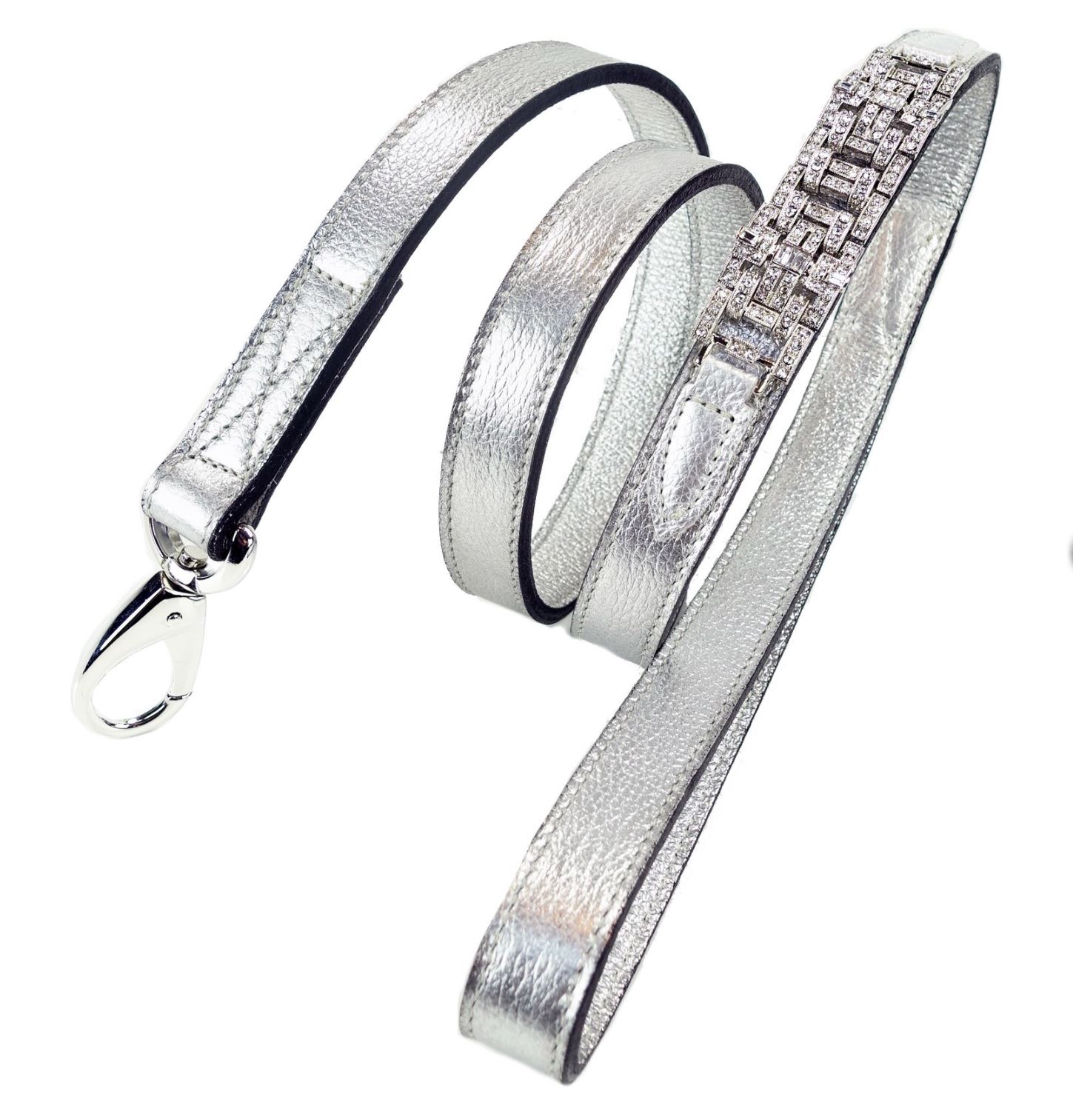 PUCCI Cafe Haute Couture Art Deco Dog Collar in Metallic Silver & Nickel