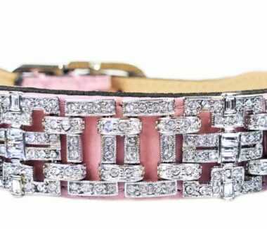 Haute Couture Art Deco Dog Collar in Sweet Pink & Nickel