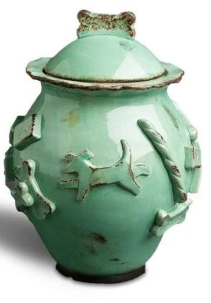 Ceramic Dog Treat Jar - Aqua Green - PUCCI Cafe