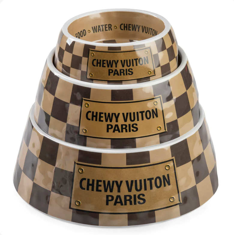 PUCCI Cafe Checker Chewy Vuiton Dog Bowls