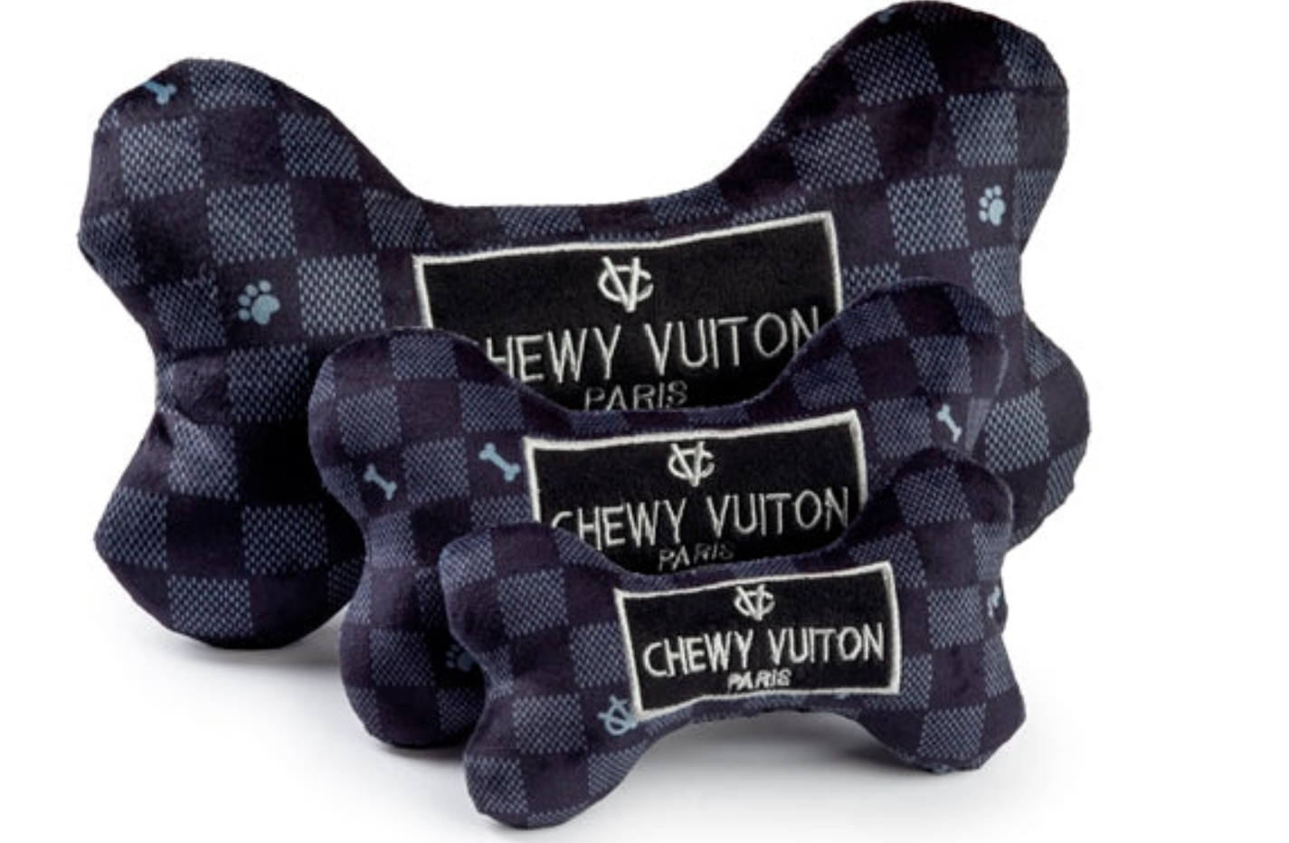 PUCCI Cafe Black Checker Chewy Vuiton Dog Bone