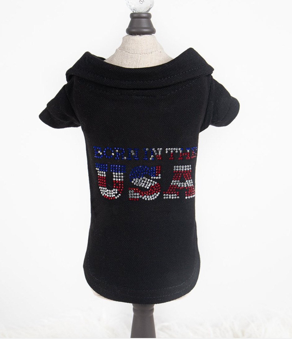 PUCCI Cafe Born In The USA Black Dog Polo