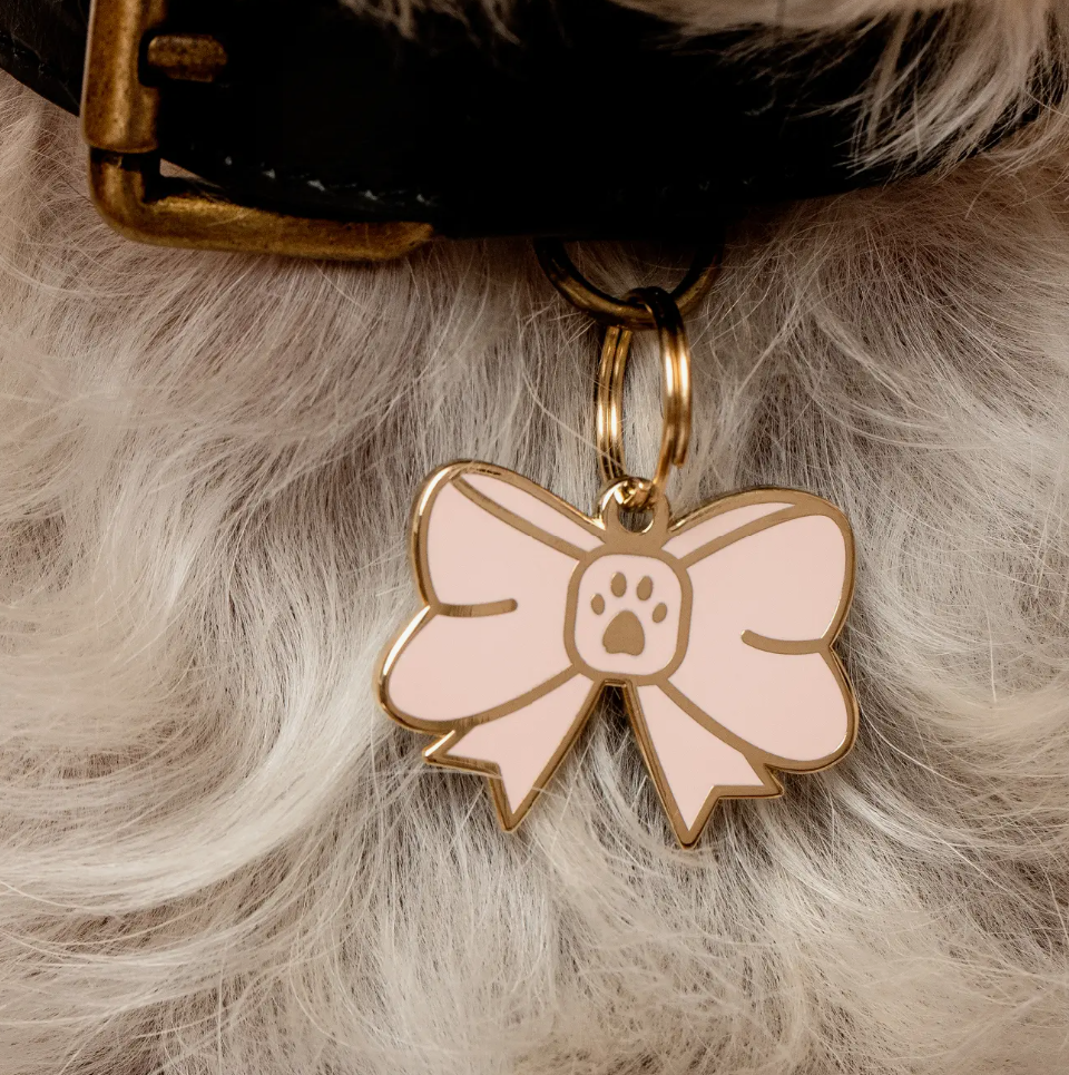 Pink Bow Dog Charm