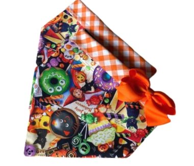 Halloween Candy Galore Dog Bandana with Bow