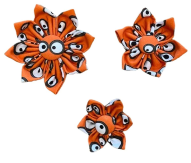 Googly Eyes Flower for Dog Collar Orange