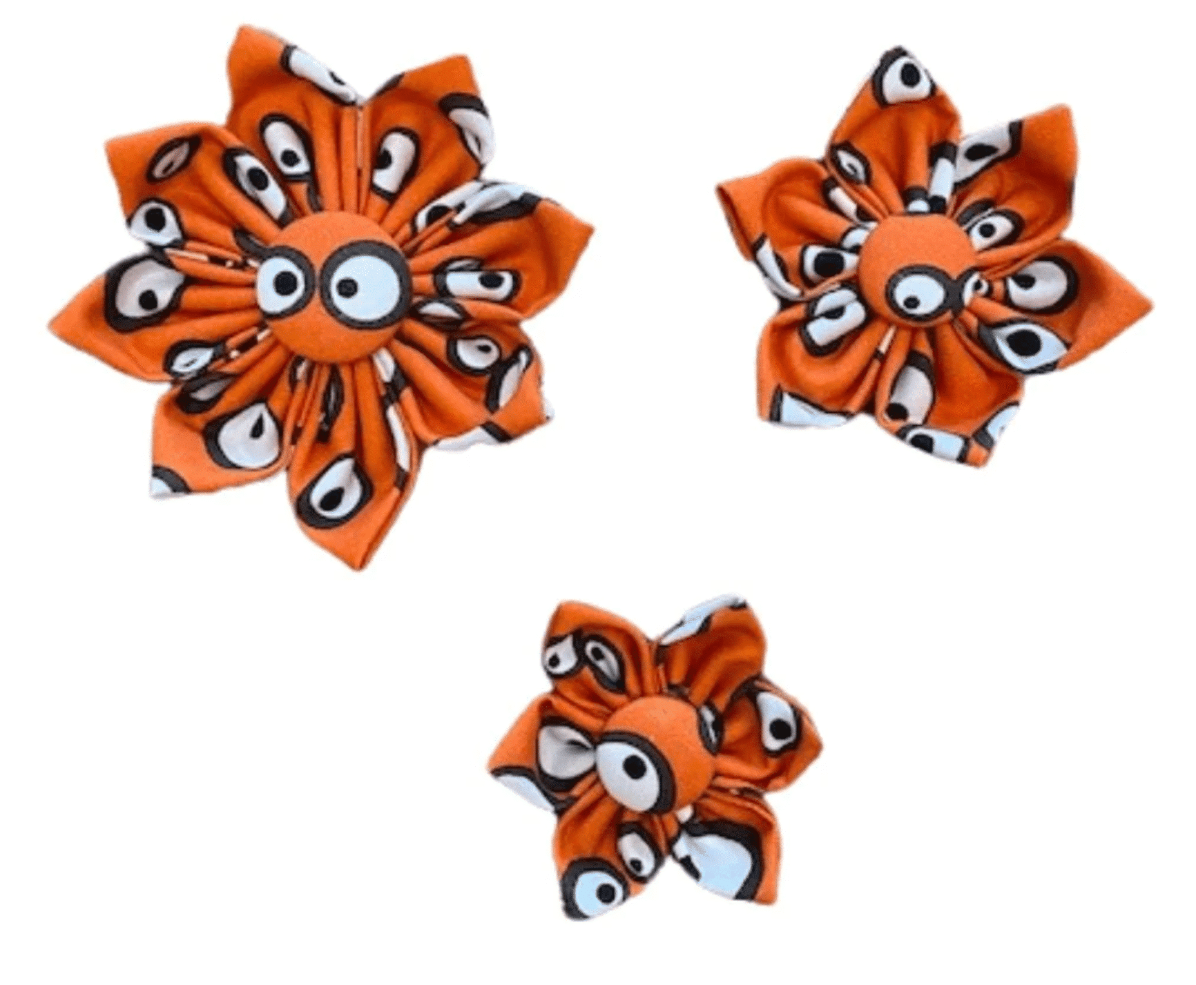 Googly Eyes Flower for Dog Collar Orange