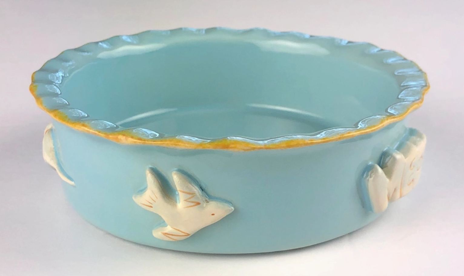 Ceramic Cat Food and Water Bowl - Sky Blue