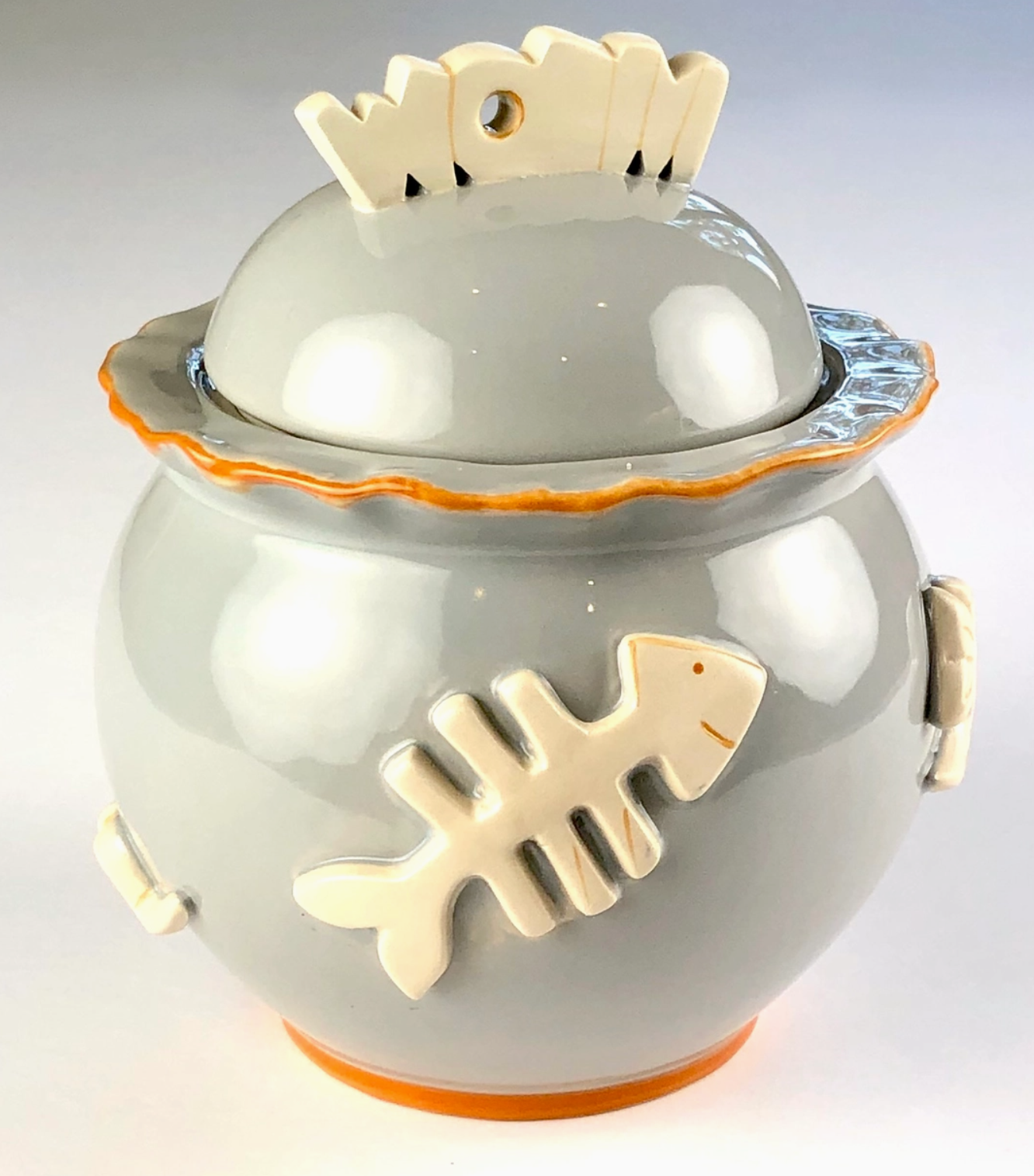 PUCCI Cafe Ceramic Cat Treat Jar - French Grey 2