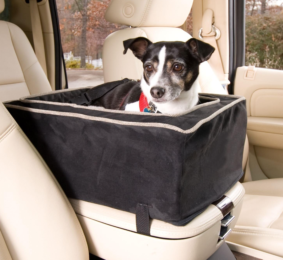 PUCCI Cafe Luxury Console Dog Car Seat with Microfiber Black Herringbone