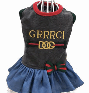 GRRRCI Charcoal Gray Denim Lace Dog Dress