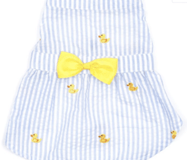 Lt. Blue Stripe Rubber Duck Dog Dress
